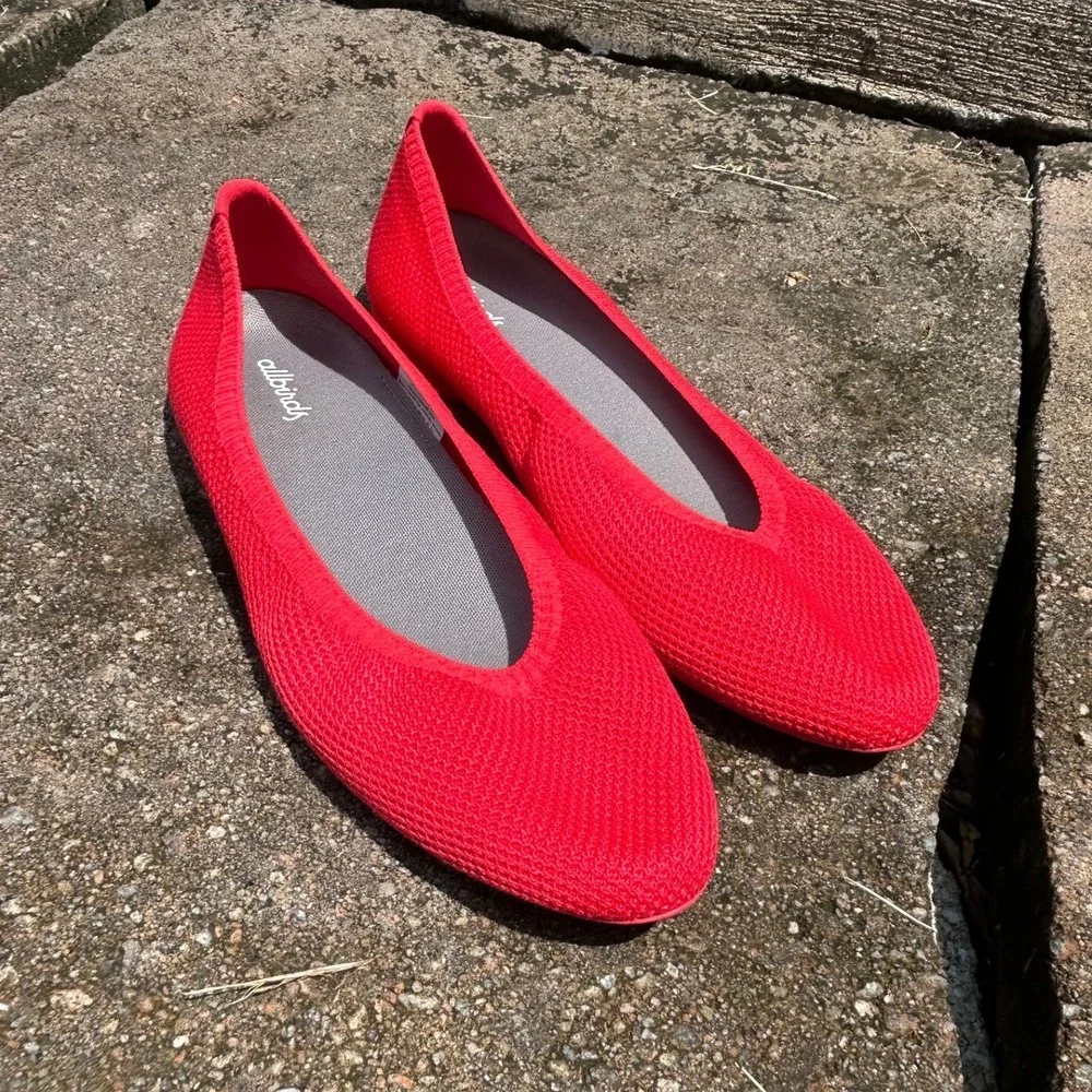 Allbirds Tree Breezers Red Knit Ballet Flats Indie Twee TBP Sustainable Shoes